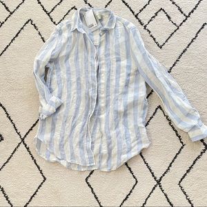 Beach button up - blue + white